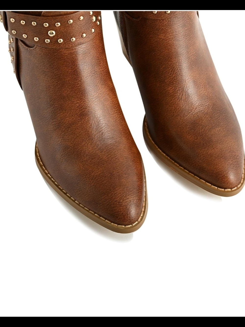 Women’s Brown Studded Ankle Boots - Fashionable Western Block Heel -size 9 - Picture 4 of 6